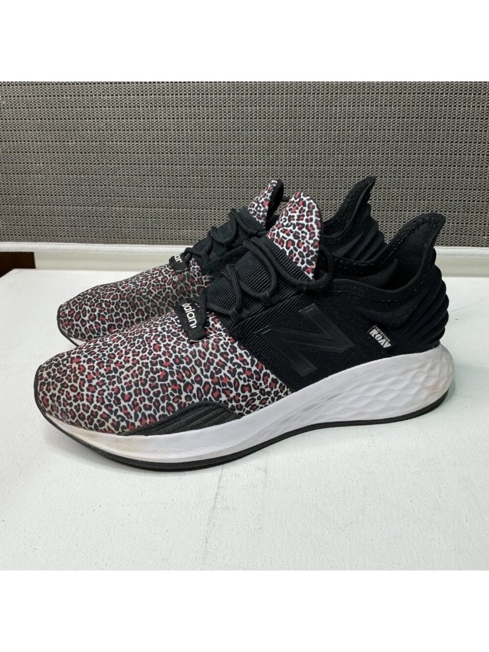 New Balance Women's Leopard Print Fresh Foam Sneakers Size 8 Black/Red/White